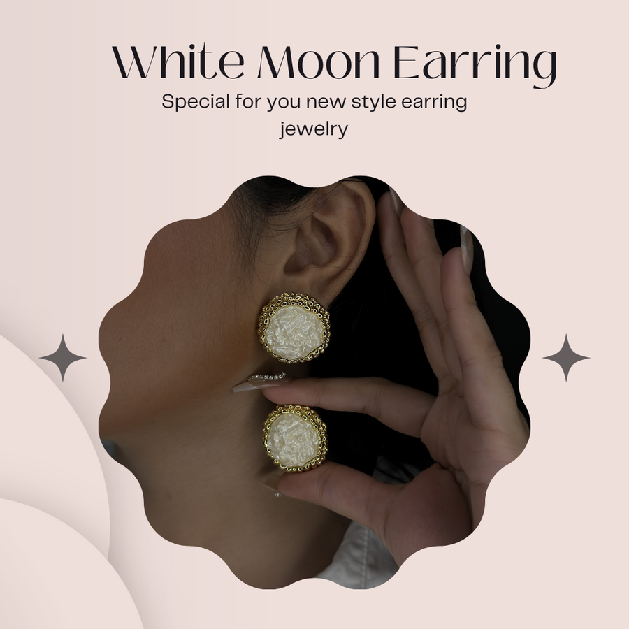 White moon Earring